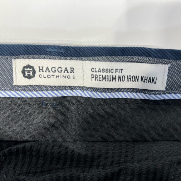 Men's Haggar Navy Classic Fit No Iron Khaki Slacks - Picture 3 of 3